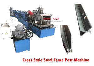 Quality Cross Style Steel Fence Post Machine , Palisade fence Roll Forming Machine wholesale