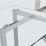 Qiancheng Stainless Steel Glass Top Dining Table 70x36x30inch No Folded