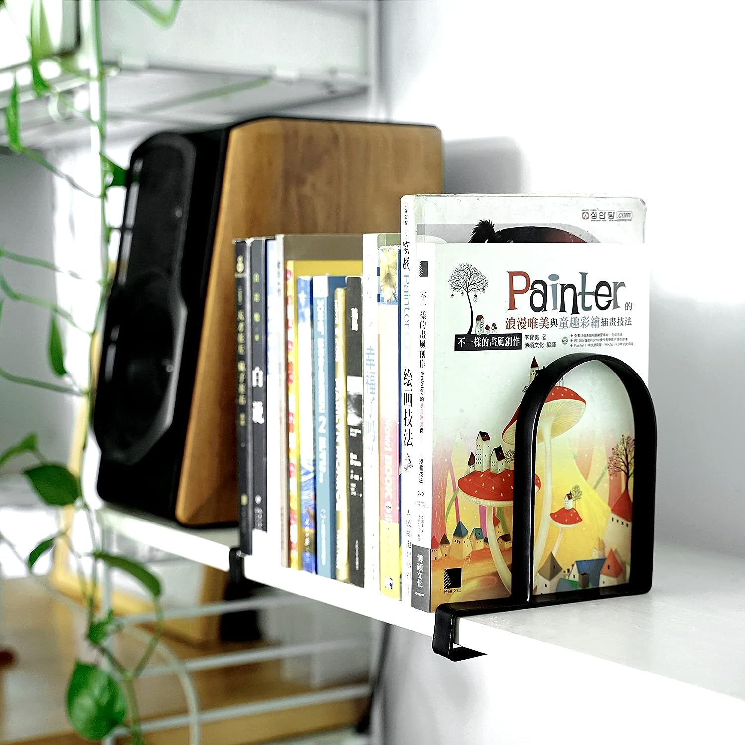 Iron Heavy-Duty Clamped Book Ends for Shelves Non-Skid Book Stoppers Supports Brackets