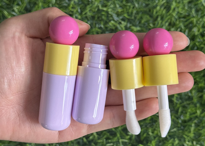 Purple 5ml Dome Lip Gloss Tube Custom logo Unique Large Brush Lip Glaze Bottle