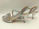 3cm Heel Ladies Soft Leather Sandals Silver With Sparkling Gemstone