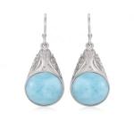 Natural Stone Blue Larimar Teardrop Earrings Starfish Women Jewelry