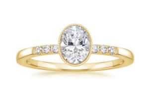 Quality Women 10k Yellow Gold Diamond Ring , Oval Lab Diamond Engagement Ring OEM ODM wholesale