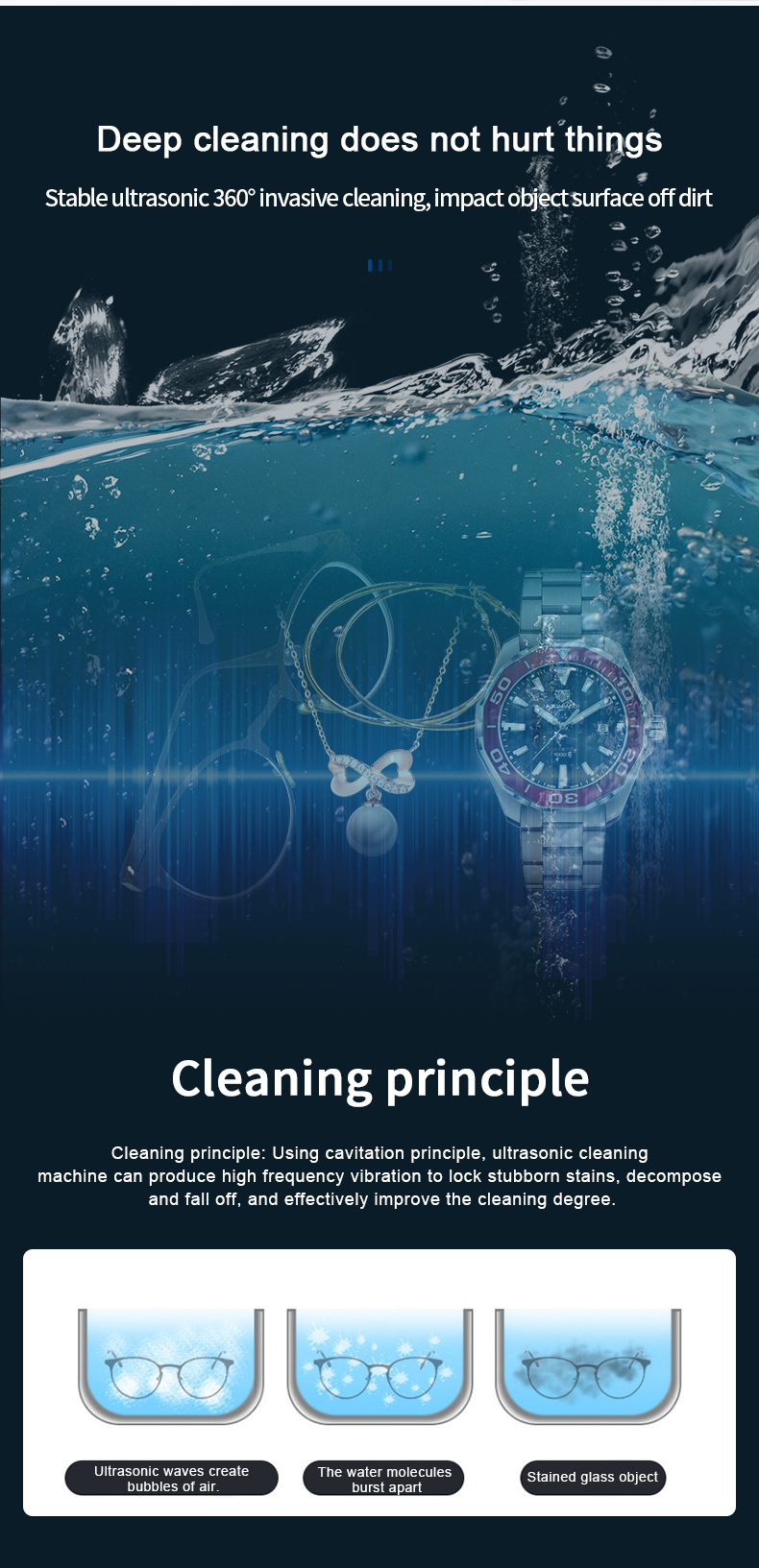 220V Ultrasonic Jewelry Cleaner 650ml Ultrasonic Watch Cleaning Machine