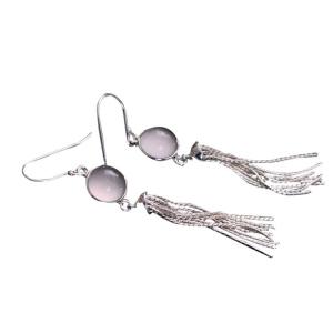 Quality Sterling Silver Tassels Rose Quartz Drop Earring (058958) wholesale