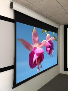 Quality Tensioned 3d Movie Theater Projection Screen , Widescreen Roll Up Projection Screen wholesale