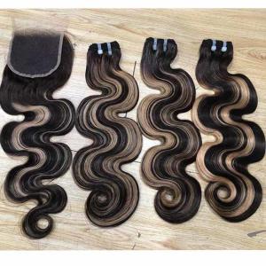 Quality SDD Piano Color Body Wave Human Hair Bundles Highlight Single Donor Raw Hair Super Double Drawn Vietnamese Hair Bundles wholesale