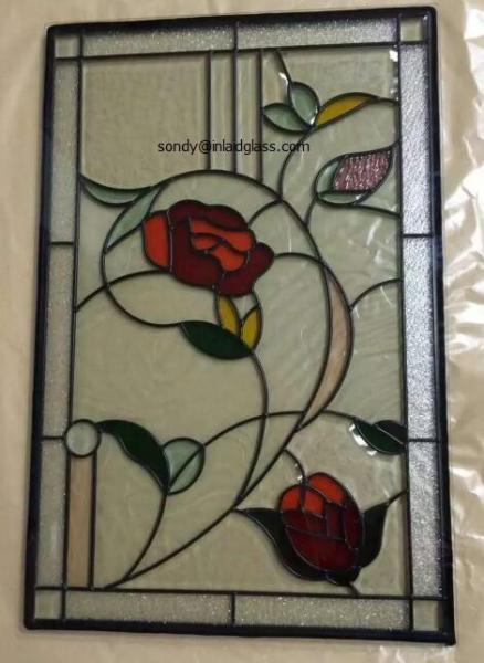 Beveled Stained Glass Panel with patina caming for wooden door and windows 36"