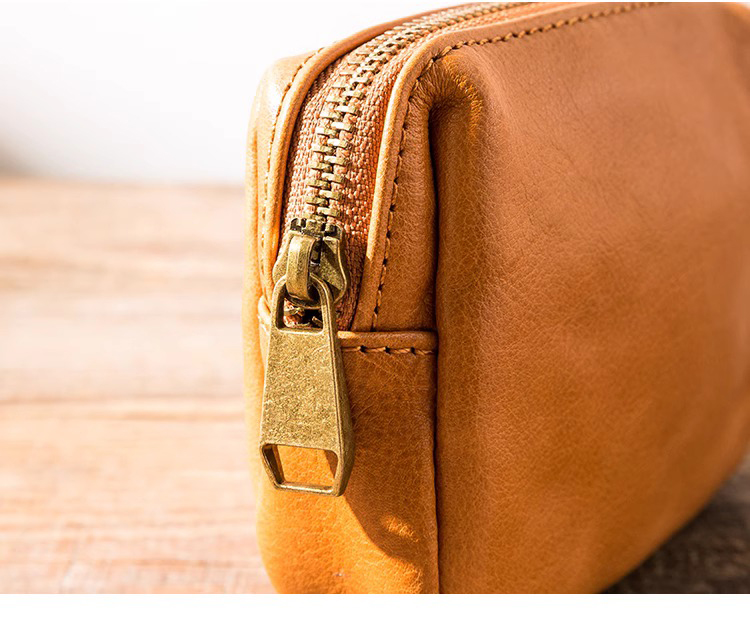 Long Wallet Length Men's Clutch Bag Handmade with Cowhide and Vegetable Tanned Leather