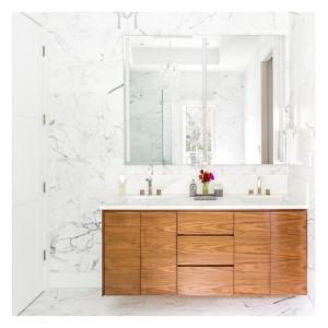 Quality Modern Design Dark Wood Grain Bathroom Cabinet with Wall Mount and Plywood Door Panel wholesale