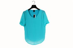 Quality Daily Blue V Neck Ladies Casual Loose Tops 100% Polyester wholesale