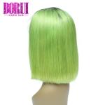 Brazilian Human Hair , Short Straight Ombre Hair 1b Grass Green Bob Wig