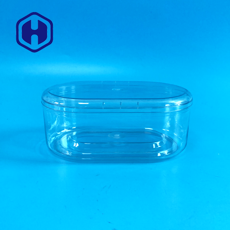 Oval Plastic PET Packaging Box For Wedding Birthday Cake Candy 440ml