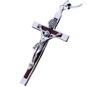 Quality Women's and Men's Gothic Style 925 Silver Cross Pendant Necklace with Sandalwood（XH038761） wholesale