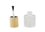 Frost Glass Empty Lotion Jars , Nail Polish Cosmetic Glass Bottles With Bamboo