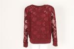 Black red Womens Lace Long Sleeve Top 96% polyester 4% Spandex