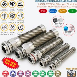 Quality Hermetic IP68 Stainless Steel Metric Cable Glands Type 304/316/316L M12~M50 with Anti-kink and Bend Protection wholesale