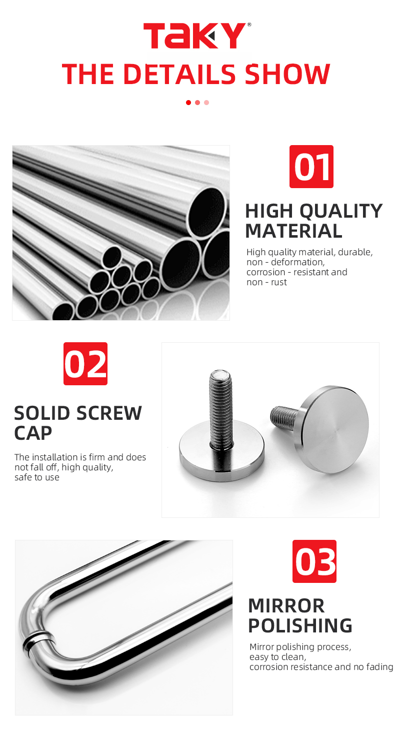 Stainless Steel 304 Shower Room L Type Door Handle Polished Chrome Shower Glass Door Handle
