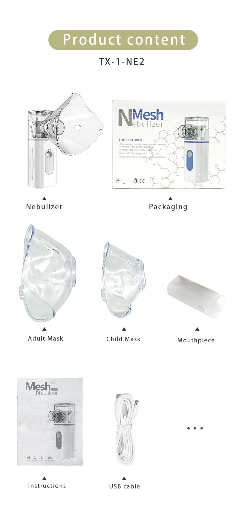 Battery Operated Portable Mesh Nebulizer Dustproof Easy Carry