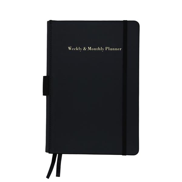 Undated A5 Business Planner Notebook , Leather Weekly Monthly Planner Round