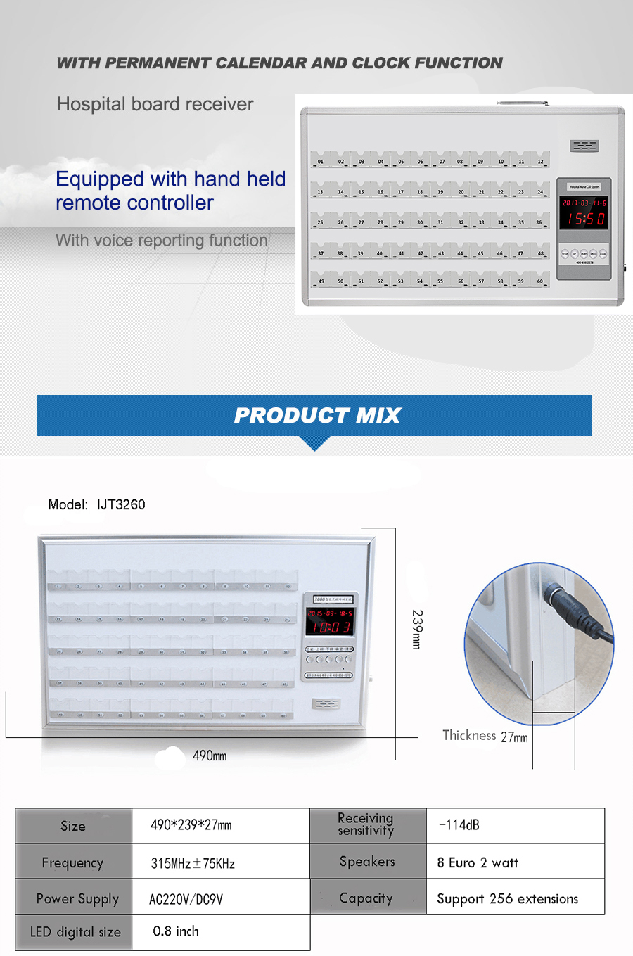 Nurse management equipment board receiver with voice broadcast