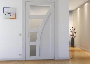 Quality PVC Films Wood Composite Door With Pvc Coating Mdf Wood , Natural Wood Color wholesale