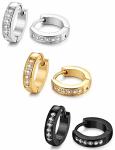 13MM Stainless Steel Small Hoop Earrings for Men Women Huggie Earrings CZ Inlaid