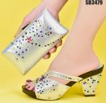 Supoo Fashion Italian ladies shoes matching bags with stones high heel shoes for