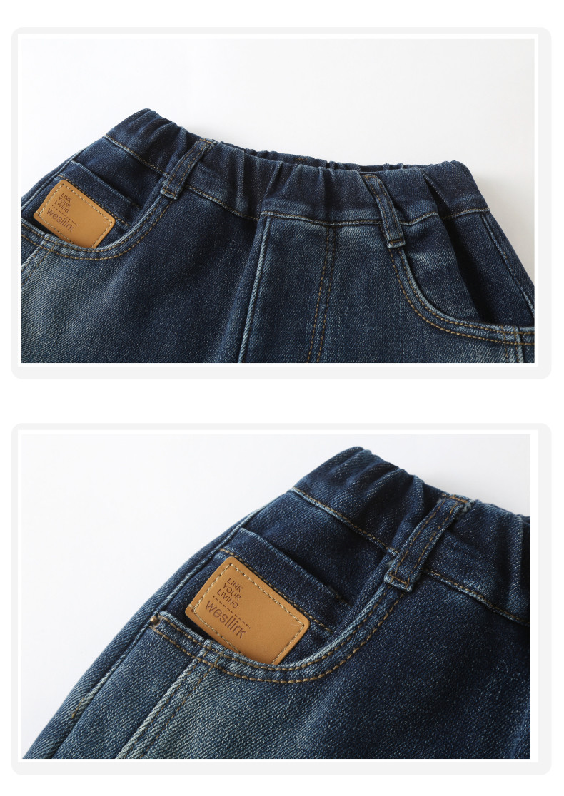 Girls Jeans Blue Thick Pants Straight Tube Leisure