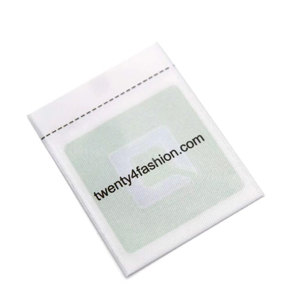 Cut off from clothes after paid RF eas soft label luxury clothes label with fabric