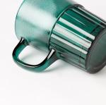 400ml Striped Glass Drinking Cups Green 14 Oz Glass Mug Lead Free Machine