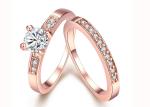 OEM Rose Gold Engagement And Wedding Ring Set with 0.44CT 5mm Stone