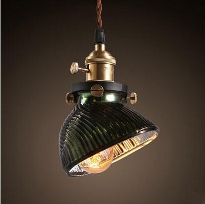 America Country Vintage Pendant Light With Glass Lampshade In Loft Industrial
