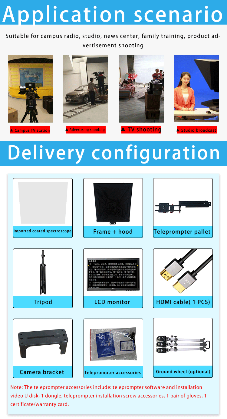 20 inch Best Teleprompter for Interview TV Broadcast Equipment Live Sports Black