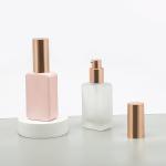 30ML Empty Foundation Glass Bottle Square Clear Frosted Cosmetic Packaging