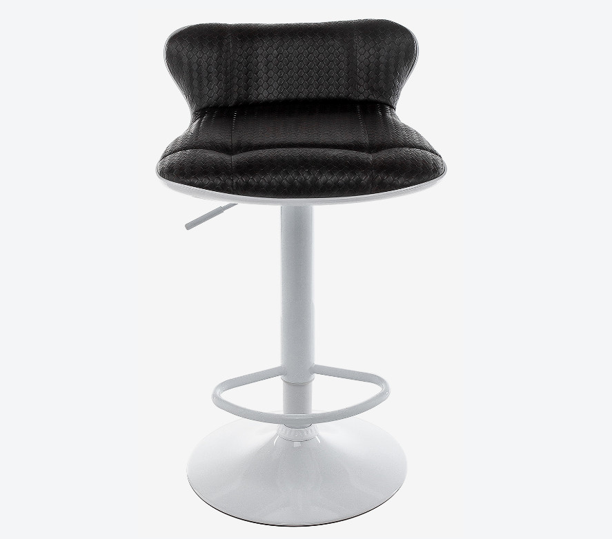 White Color PU Kitchen Bar Stools Adjustable Ergonomic Design Back Support Low Back