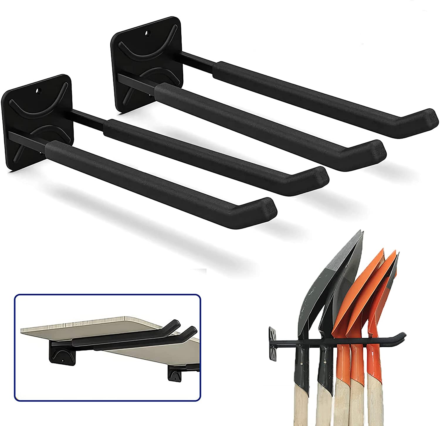 Convenient Wall Mounted Shovel Organizer for Long Handled Tools and Garden Equipment