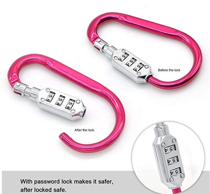 Aluminum Alloy Utility Traveling Bag Luggage Security Carabiner Lock Key Chains