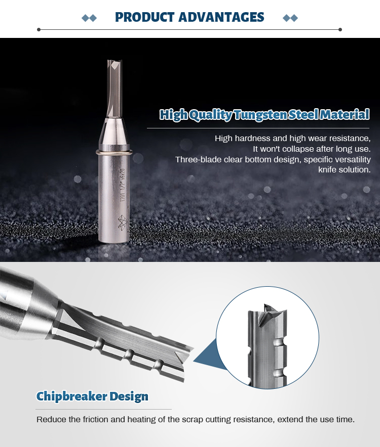Woodworking Straight Router Bits Three Edged Anti Broken Practical