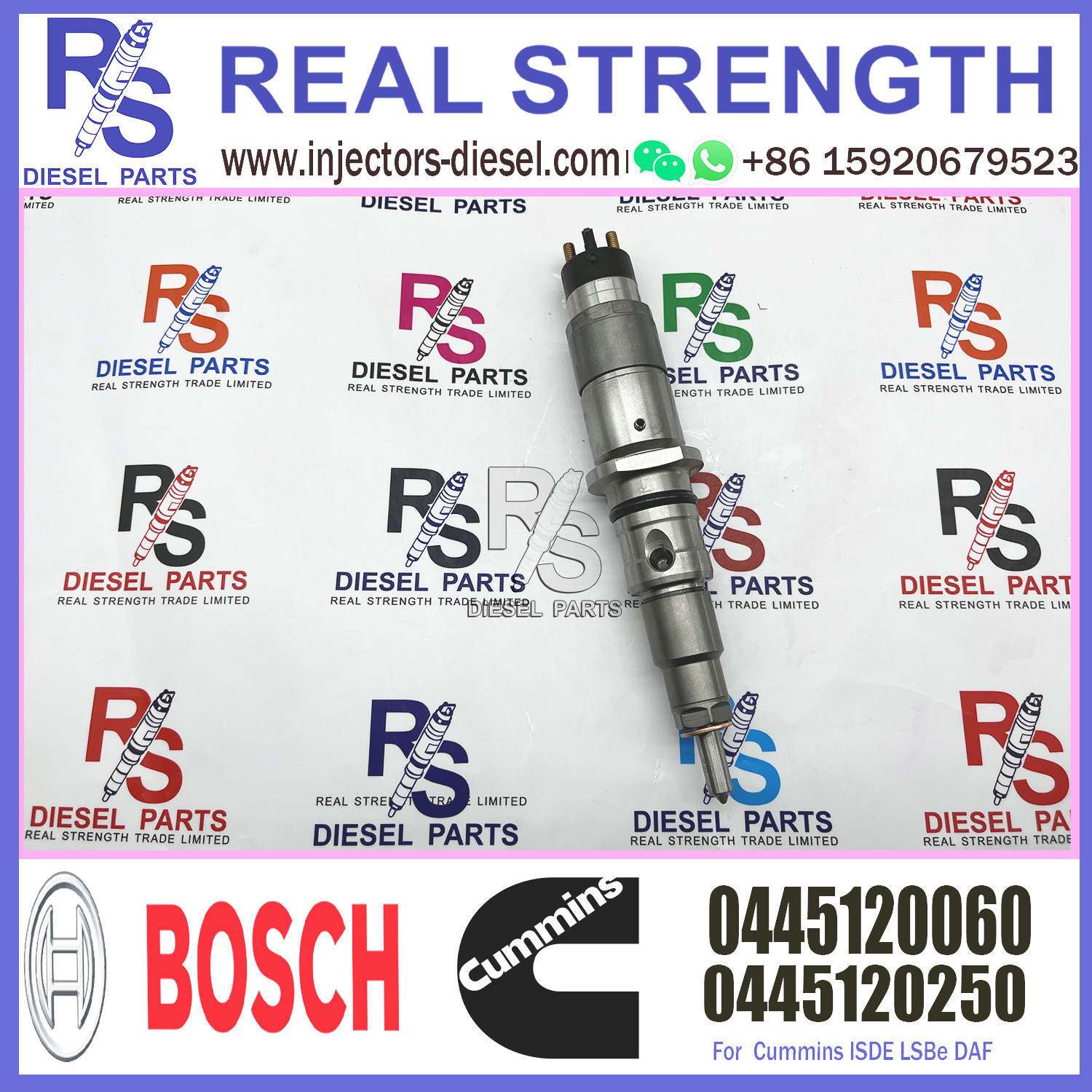 diesel fuel injector nozzle factory supply common rail injector 0445120060 0445120250 for CUMMINS ISBe DAF6.7D 3.9D 4.5D