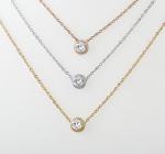 Diamond Pendant Necklace Rose Gold Stainless Steel Necklace 450mm length