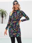 Burkini Islamic Women'S Swimwear Printed Sunscreen Islamic Swimwear Hijab