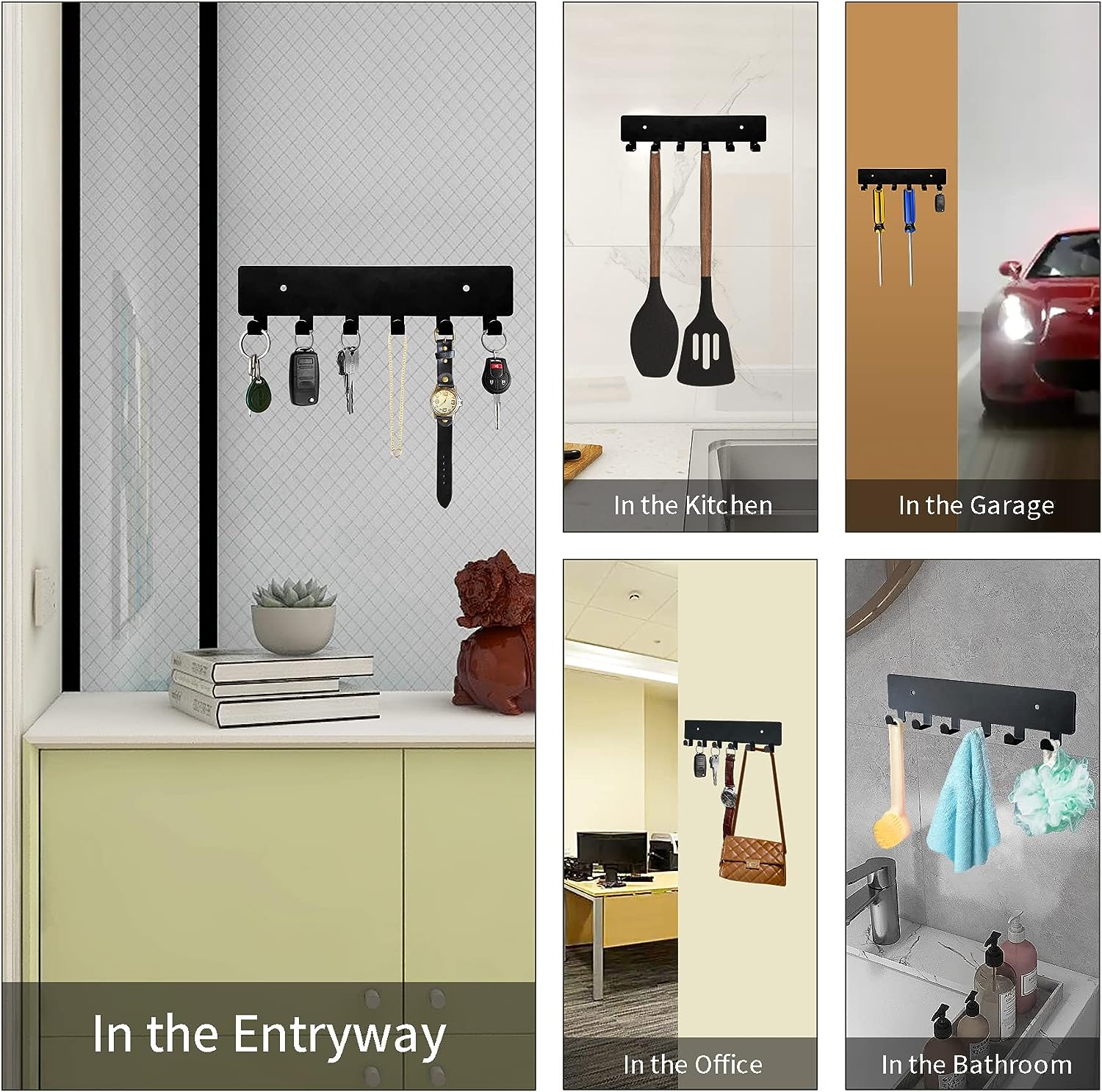 6-Hook Metal Key Holder for Wall Mounting Perfect for Organizing Keys in Hallways