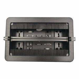 Quality Black Color Conference Table Connectivity Box Double Brush Cover RJ45 Information Outlet wholesale