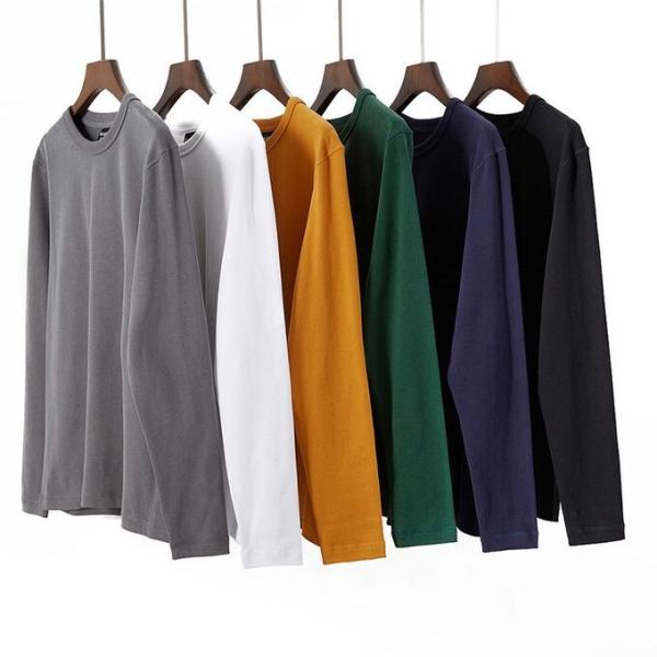OEM Long Sleeve T Shirt Casual Pure Color Sweatshirt For Men 100% Cotton High