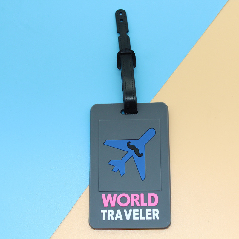 Cartoon Silicone Travel Luggage Tag with Belt Strap Food Grade and Style Card Holder