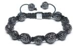 Adjustable Shamballa Bracelet, Black Rhinestone Ball