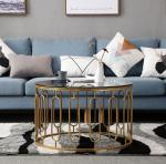 Round Stainless Steel Frame Tempered glass top End Table Coffee table