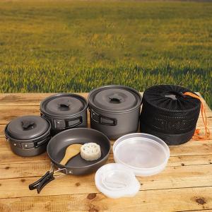 Quality Outdoor Pots And Pans Portable 5 - 6 People Aluminum Alloy Cookware Set wholesale
