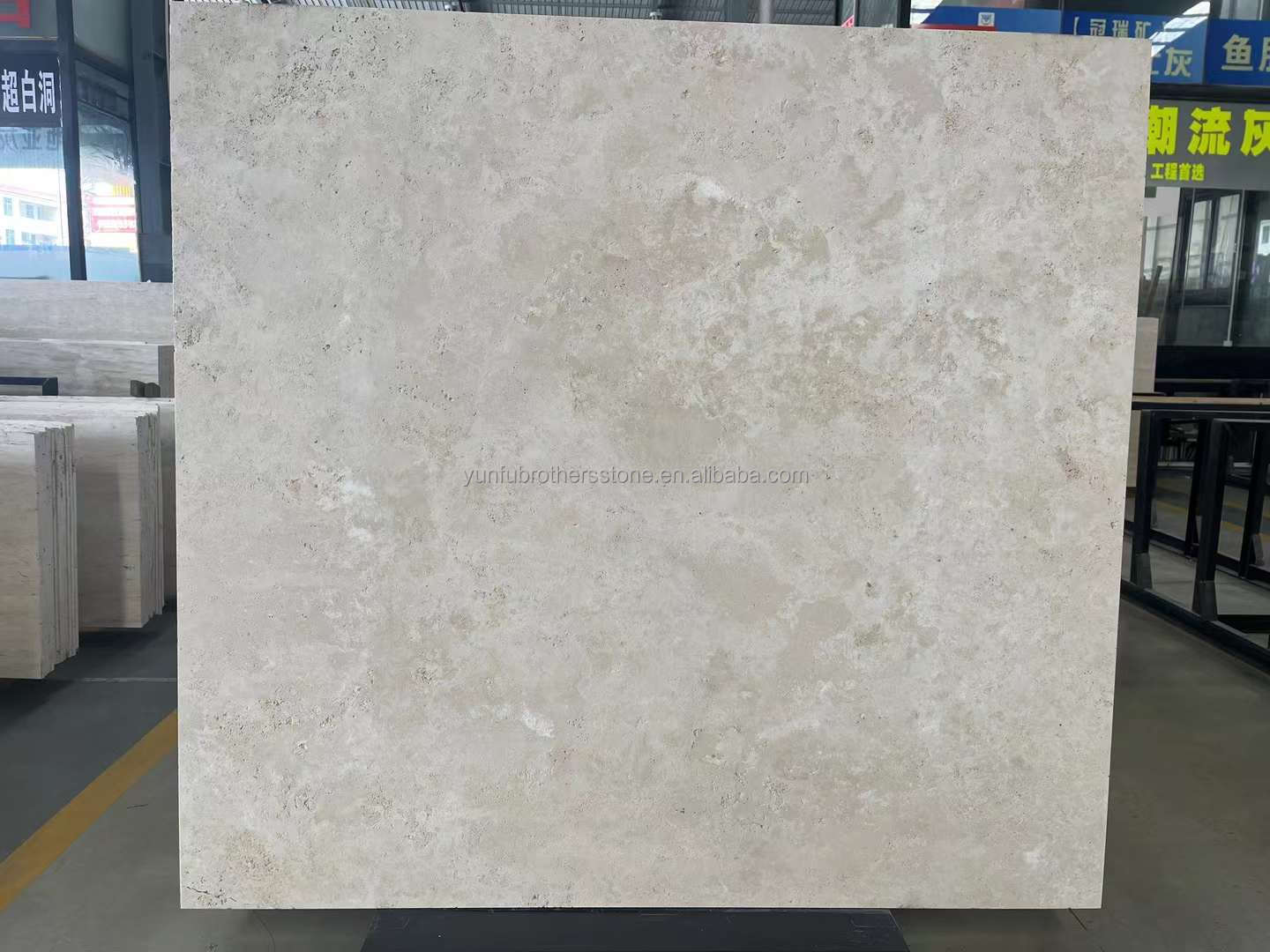 Polishing Glossy Silver Travertine Stone Ivory Deck Tile for Garden Terrace Area